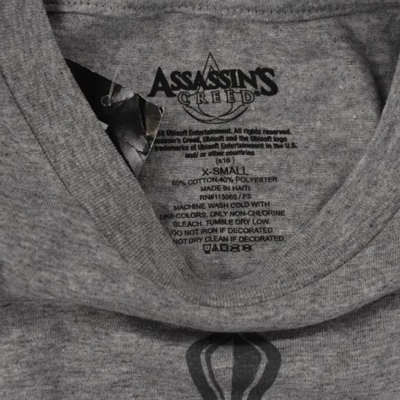 Assassin's Creed Mens Movie Game Gold Inlay Logo Gray Tee Shirt New - Picture 5 of 7